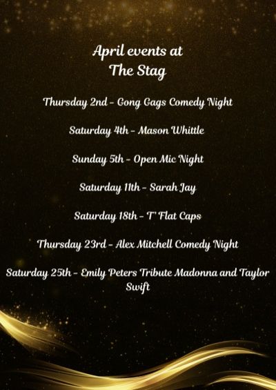 april events list at the stag
